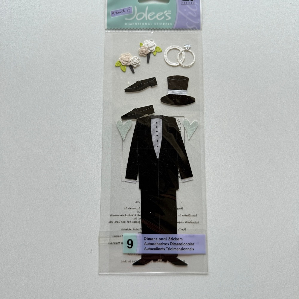 Jolee's By You Groom Dimensional Stickers Wedding Tuxedo Top Hat SPJJ045 9pc